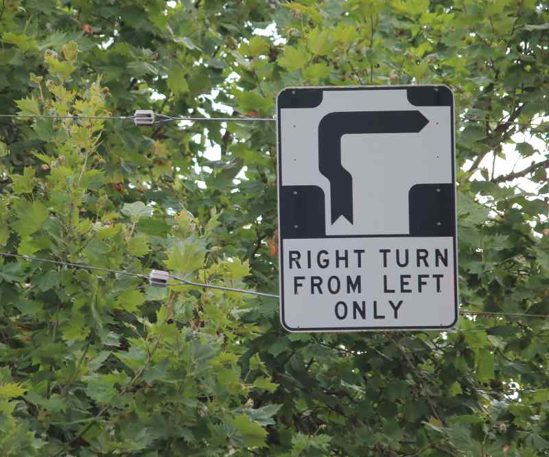 Melbourne hook turn sign in trees | Shine Lawyers